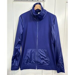 Under Armour Allseason Gear Jacket womensLarge Blue Mixed Media Full Zip Fitted